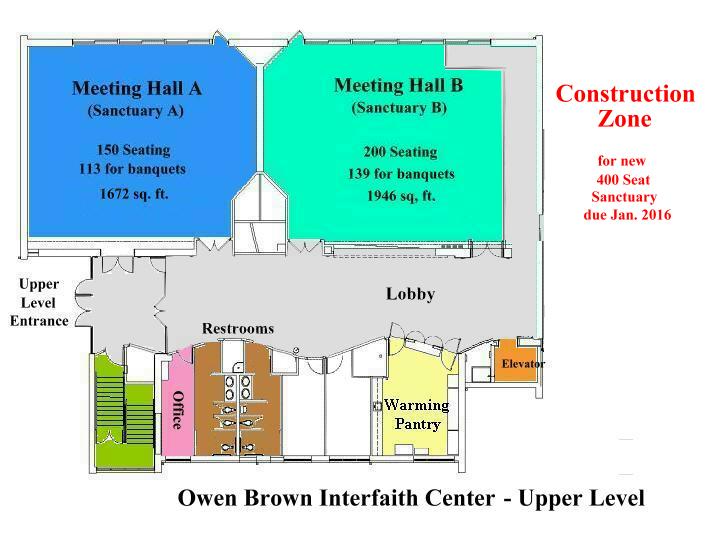Main Level Floor Plan Owen Brown Interfaith Center, Columbia, Maryland